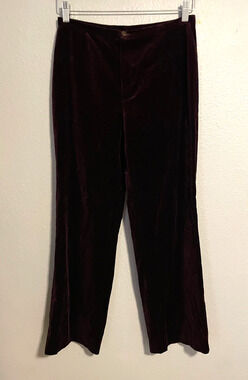 Philippe Adec Womens Pants Size 10 Burgundy Velvet Straight Leg Stretch Career